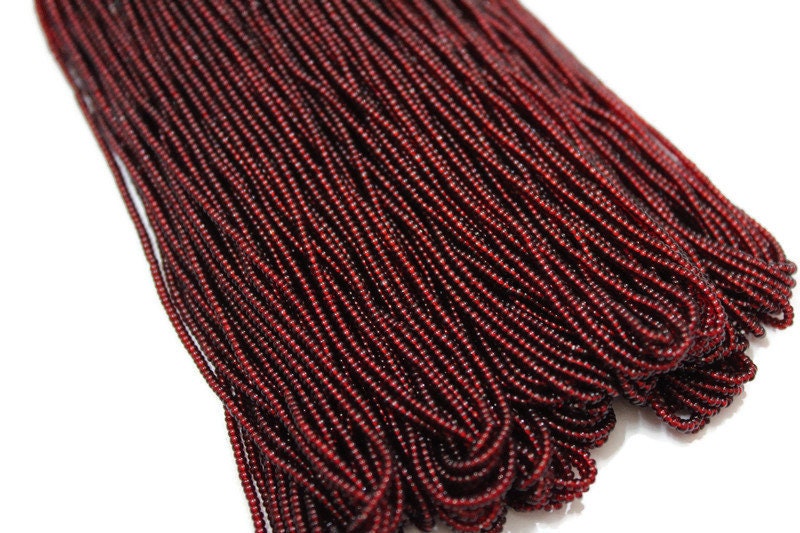 13/0 Preciosa Seed Beads, Tr. Dark Red, 1/3/5 Hanks, Czech Seed Beads, Embroidery Beads, Craft Supply, Jewelry Findings, 90120