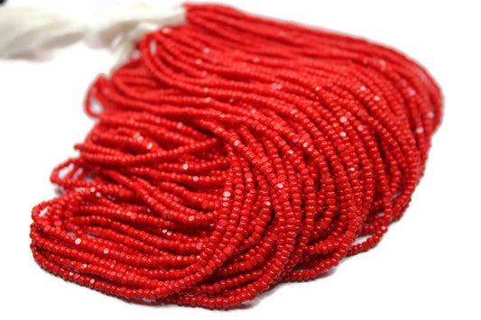 11/0 Charlotte true Cut Beads Opaque Red (2 Perfect Facets) 10/20/50/250/500 Grams, Embroidery Material, Jewelry Supply, Vintage Premium True Cuts, 93170