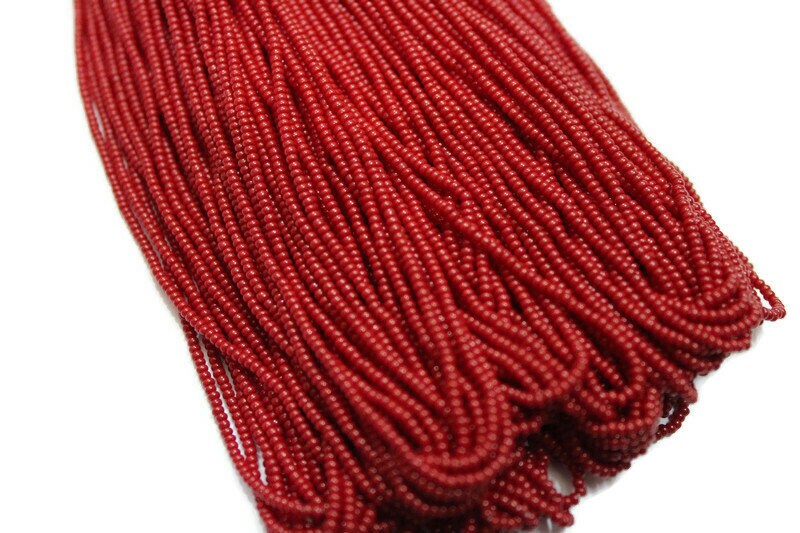 13/0 Preciosa Seed Beads. Opaque Red. 1/3/5 Hanks, Czech Seed Beads, Embroidery Beads, Craft Supply, Jewelry Findings, 93210