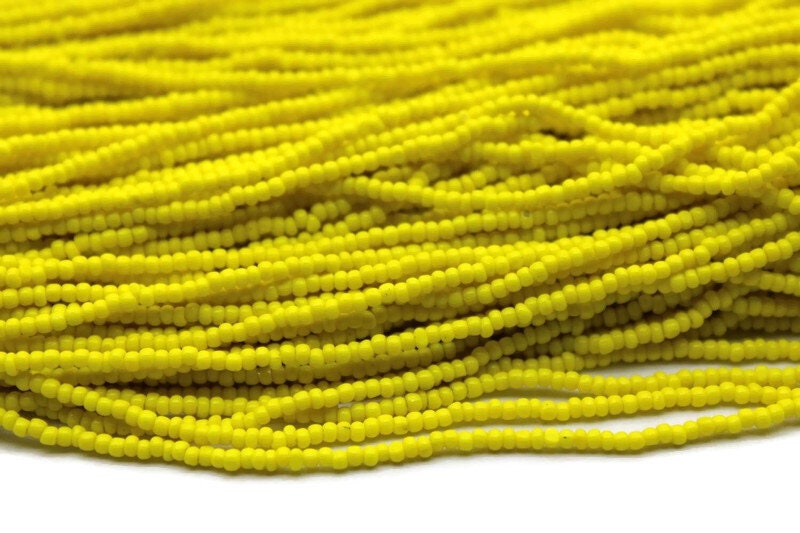 13/0 Preciosa Seed Beads, Yellow Opaque, 1/3/5 Hanks, Czech Seed Beads, Embroidery Beads, Craft Supply, Jewelry Findings, 83110