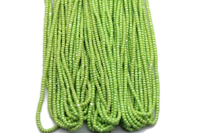 13/0 Charlotte Cut Beads, Peridot Green Opaque Luster, 1/3/5 Hanks, Preciosa Ornella Beads, Embroidery Beads, Craft Supply, Jewelry Findings, 58410.