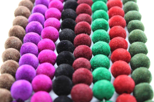 12MM Velvet Beads For DIY Making, Select Your Color, Vintage Beads, Rare Beads, Beads For Arts And Crafts, Balls Velvet Beads. Rare Supply, Premium Quality.