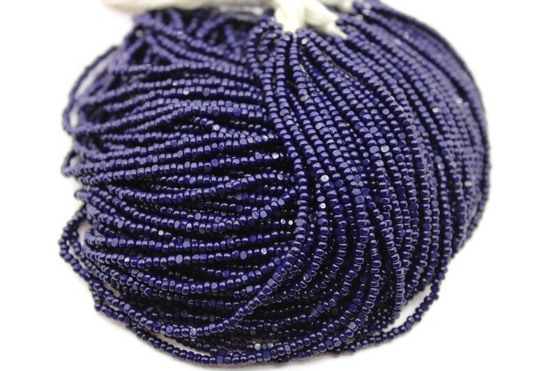 11/0 Charlotte Cut Beads, Op. Navy Blue (2 Perfect Facets) 1/3/5 Hanks .Embroidery Material, Jewelry Supply, Vintage Premium True Cuts, 33080