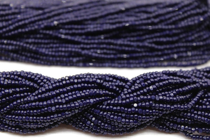 11/0 Charlotte Cut Beads, Op. Navy Blue (2 Perfect Facets) 1/3/5 Hanks .Embroidery Material, Jewelry Supply, Vintage Premium True Cuts, 33080