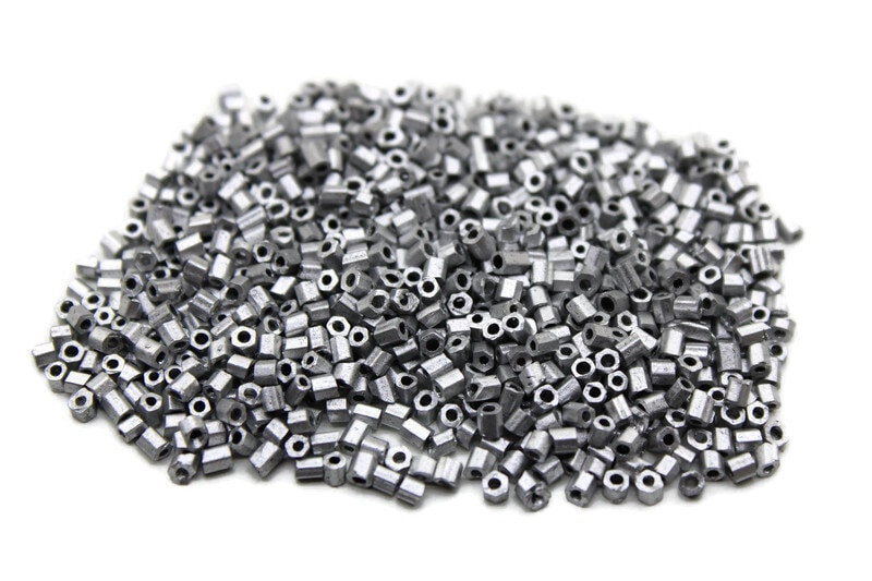 11/0 2 Cut Seed Beads, Steel Metallic, 20/50/100 Grams Packs, Embroidery making, Economical Jewelry Making, Indian Hex Cut, Hexagon Beads, 783/7.