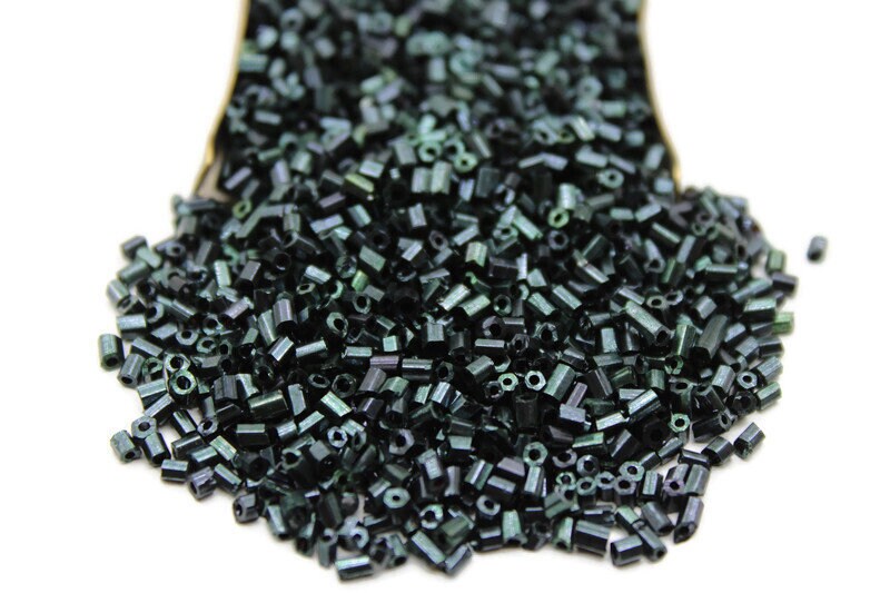 11/0 2 Cut Seed Beads, Dark Hunter Metallic, 20/50/100 Grams Packs, Embroidery making, Economical Jewelry Making, Indian Hex Cut, Hexagon Beads, 749D/2.