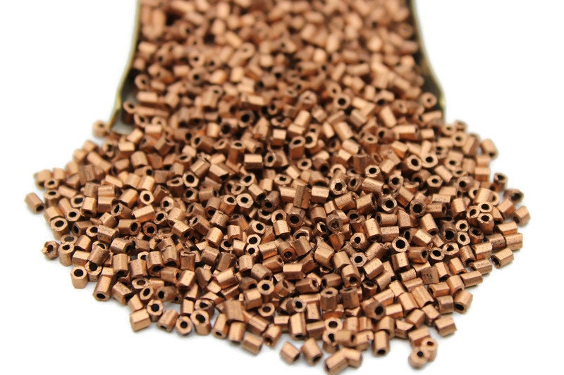 11/0 2 Cut Seed Beads, Copper Metallic, 20/50/100 Grams Packs, Embroidery making, Economical Jewelry Making, Indian Hex Cut, Hexagon Beads, 786/1.