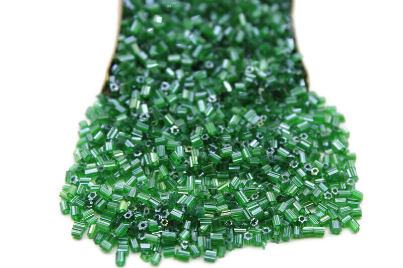 11/0 2 Cut Seed Beads, Forest Green Luster, 20/50/100 Grams Packs, Embroidery making, Economical Jewelry Making, Indian Hex Cut, Hexagon Beads, 167M/11.