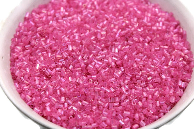 11/0 2 Cut Seed Beads, Deep Pink Rainbow, 20/50/100 Grams Packs, Embroidery making, Economical Jewelry Making, Indian Hex Cut, Hexagon Beads, 43M/10.