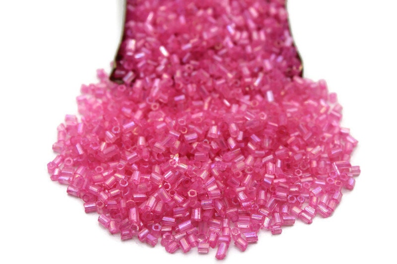 11/0 2 Cut Seed Beads, Deep Pink Rainbow, 20/50/100 Grams Packs, Embroidery making, Economical Jewelry Making, Indian Hex Cut, Hexagon Beads, 43M/10.