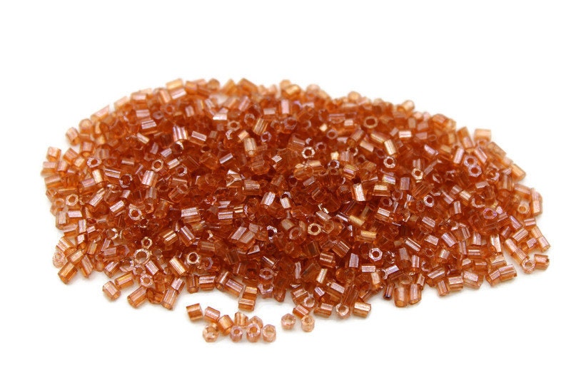 11/0 2 Cut Seed Beads, Dark Orange Luster, 20/50/100 Grams Packs, Embroidery making, Economical Jewelry Making, Indian Hex Cut, Hexagon Beads, 20D/26.