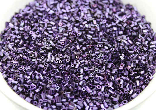 11/0 2 Cut Seed Beads, Purple Metallic, 20/50/100 Grams Packs, Embroidery making, Economical Jewelry Making, Indian Hex Cut, Hexagon Beads, 743SP/9.