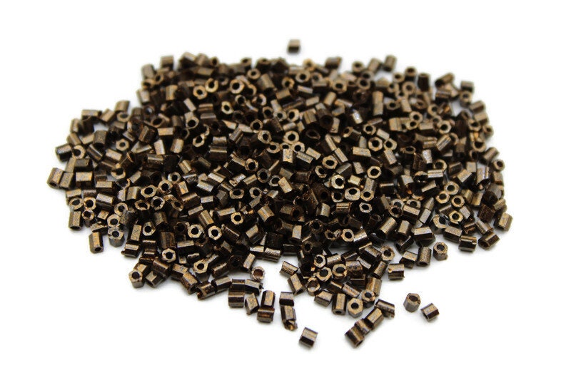 11/0 2 Cut Seed Beads, Chocolate Metallic, 20/50/100 Grams Packs, Embroidery making, Economical Jewelry Making, Indian Hex Cut, Hexagon Beads, 730D/6.