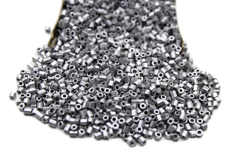 11/0 2 Cut Seed Beads, Steel Metallic, 20/50/100 Grams Packs, Embroidery making, Economical Jewelry Making, Indian Hex Cut, Hexagon Beads, 783/7.