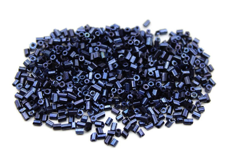 11/0 2 Cut Seed Beads, Dark Navy Metallic, 20/50/100 Grams Packs, Embroidery making, Economical Jewelry Making, Indian Hex Cut, Hexagon Beads, 755D/4.