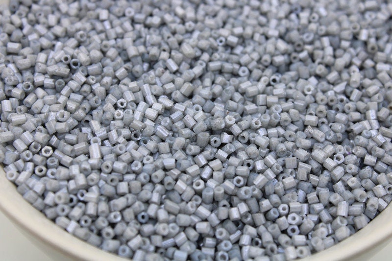 11/0 2 Cut Seed Beads, Gray Frosted, 20/50/100 Grams Packs, Embroidery making, Economical Jewelry Making, Indian Hex Cut, Hexagon Beads, 1035N/8.