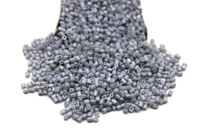 11/0 2 Cut Seed Beads, Gray Frosted, 20/50/100 Grams Packs, Embroidery making, Economical Jewelry Making, Indian Hex Cut, Hexagon Beads, 1035N/8.