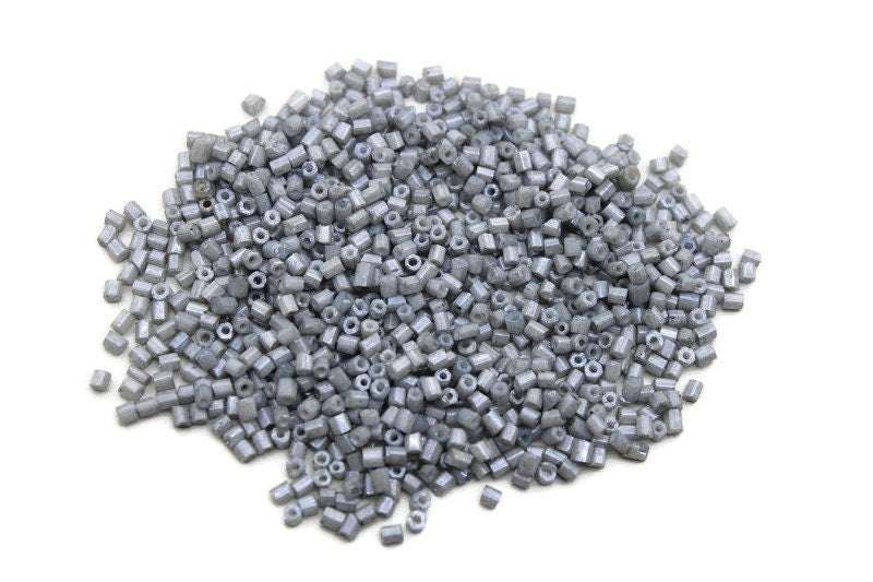 11/0 2 Cut Seed Beads, Gray Frosted, 20/50/100 Grams Packs, Embroidery making, Economical Jewelry Making, Indian Hex Cut, Hexagon Beads, 1035N/8.