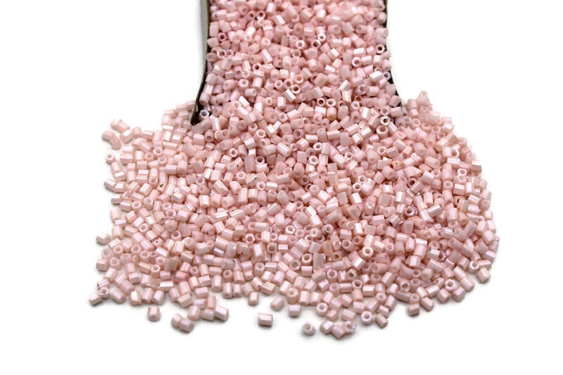 11/0 2 Cut Seed Beads, Blush Pink Frosted , 20/50/100 Grams Packs, Embroidery making, Economical Jewelry Making. Indian Hexagon Beads, 1011D/11.