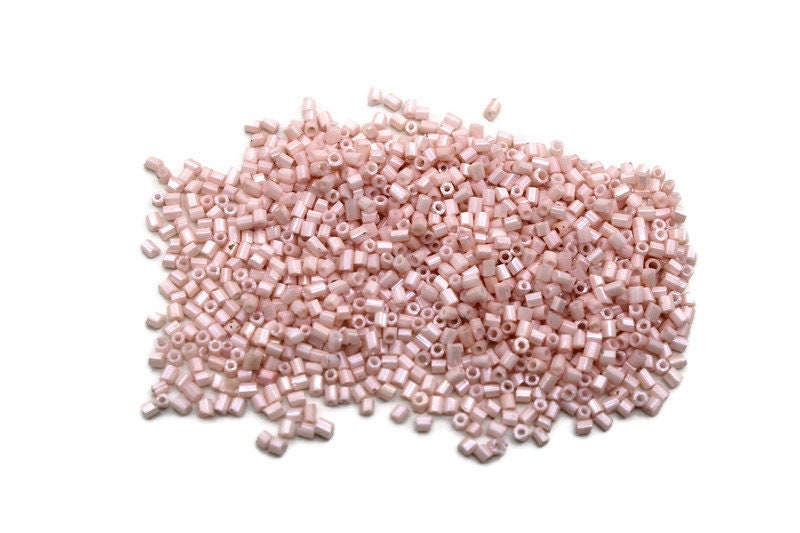 11/0 2 Cut Seed Beads, Blush Pink Frosted , 20/50/100 Grams Packs, Embroidery making, Economical Jewelry Making. Indian Hexagon Beads, 1011D/11.