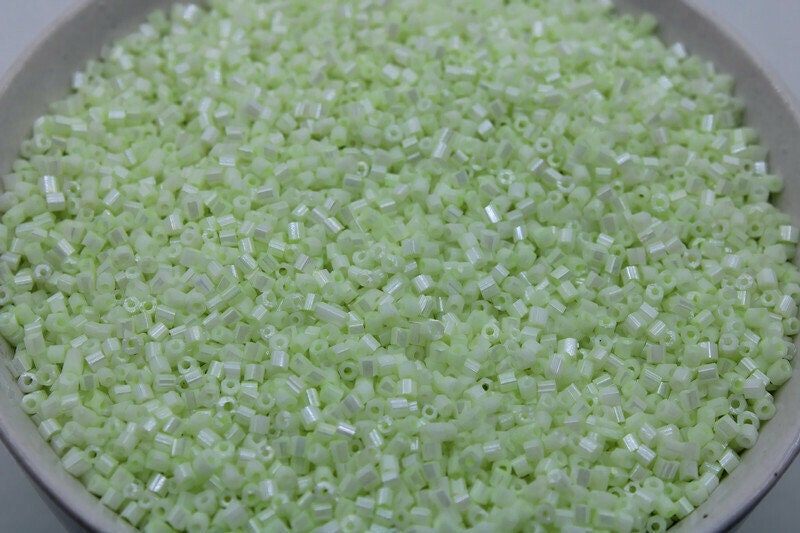 11/0 2 Cut Seed Beads, L. Celery Frosted, 20/50/100 Grams Packs, Embroidery making, Economical Jewelry Making, Indian Hex Cut, Hexagon Beads, 1013M/23.