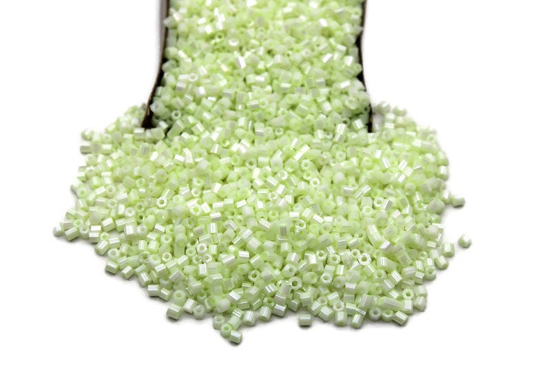 11/0 2 Cut Seed Beads, L. Celery Frosted, 20/50/100 Grams Packs, Embroidery making, Economical Jewelry Making, Indian Hex Cut, Hexagon Beads, 1013M/23.