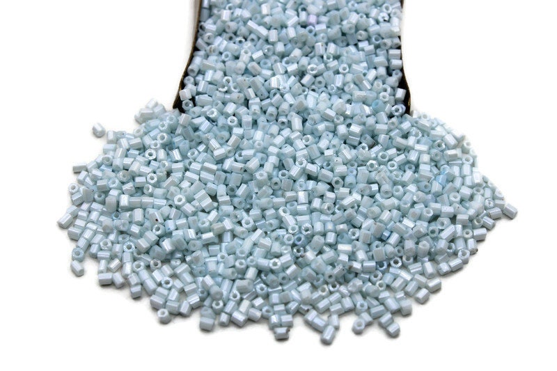 11/0 2 Cut Seed Beads, Baby Blue Frosted , 20/50/100 Grams Packs, Embroidery making, Economical Jewelry Making. Indian Hex Cut. Hexagon Beads, 1049L/21.