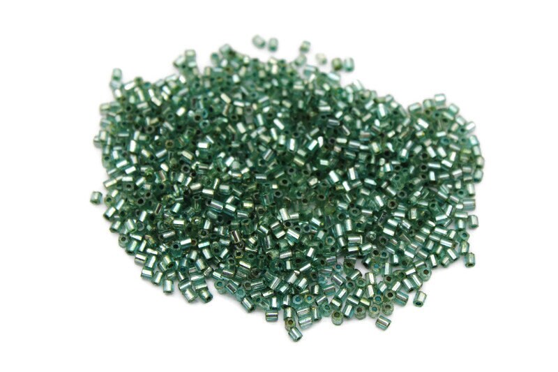 11/0 2 Cut Seed Beads, L. Forest Silver-Lined, 20/50/100 Grams Packs, Embroidery making, Economical Jewelry Making, Indian Hex Cut Beads,218D/5.