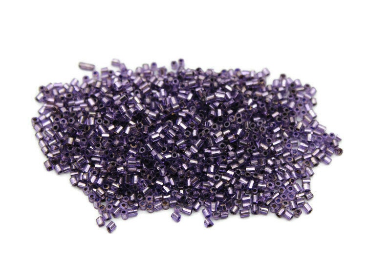 11/0 2 Cut Seed Beads, Plum Silver-Lined, 20/50/100 Grams Packs, Embroidery making, Economical Jewelry Making, Indian Hex Cut, Hexagon Beads, 223D/2.