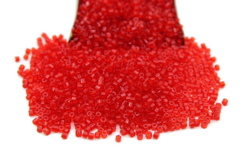 11/0 Preciosa 2 Cut Beads, Tr. Red, Hex Glass Czech Seed Beads, 20/50/100 Grams Packs, Preciosa Ornella Beads, Embroidery Beads, Jewelry Findings, 90050/S1