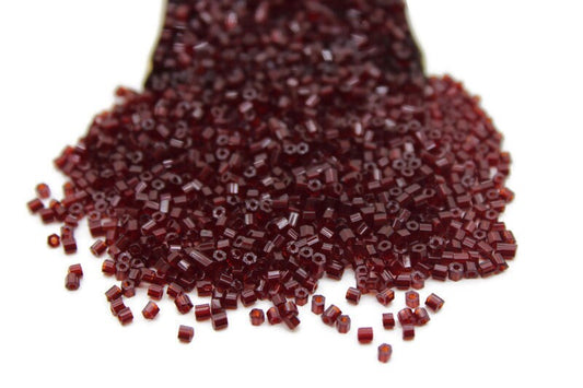 11/0 Preciosa 2 Cut Beads, Tr. Burgundy, Hexagon Glass Czech Seed Beads, 20/50/100 Grams Packs, Preciosa Ornella Beads, Embroidery Beads, Jewelry Findings, 90120/S8