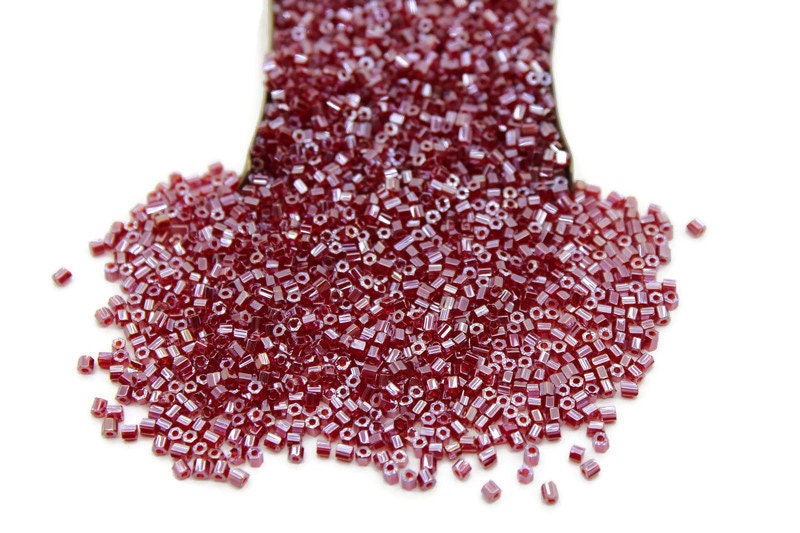 11/0 Preciosa 2 Cut Beads, Raspberry Luster, Hexagon Glass Czech Seed Beads, 20/50/100 Grams Packs, Preciosa Ornella Beads, Embroidery Beads, Jewelry Findings, 96090/S13