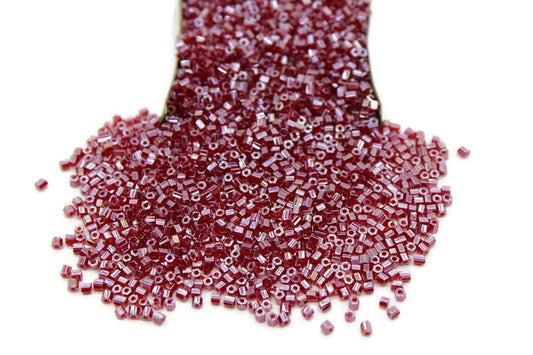 11/0 Preciosa 2 Cut Beads, Raspberry Luster, Hexagon Glass Czech Seed Beads, 20/50/100 Grams Packs, Preciosa Ornella Beads, Embroidery Beads, Jewelry Findings, 96090/S13