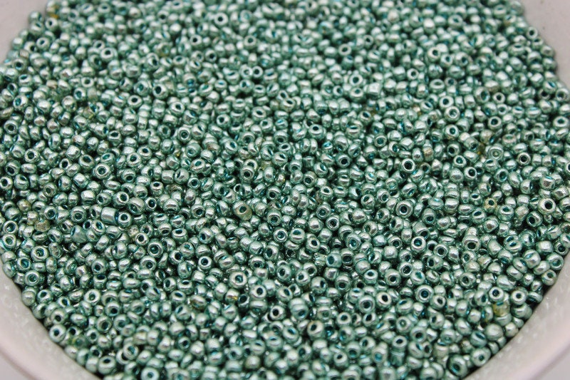 11/0 Seed Beads, Green Metallic, 20/50/100 Grams Packs, Embroidery making, Economical Jewelry Making, Indian Seed Beads, Craft Supply, 9002