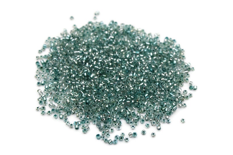 11/0 Seed Beads, Sea Green Silver-Line, 20/50/100 Grams Packs, Embroidery making, Economical Jewelry Making, Indian Seed Beads, Craft Supply, 8005