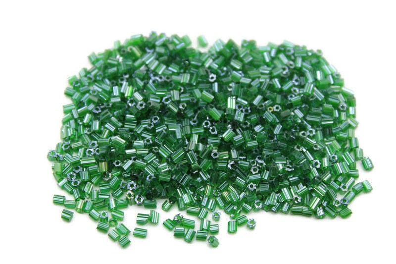 11/0 2 Cut Seed Beads, Forest Green Luster, 20/50/100 Grams Packs, Embroidery making, Economical Jewelry Making, Indian Hex Cut, Hexagon Beads, 167M/11.