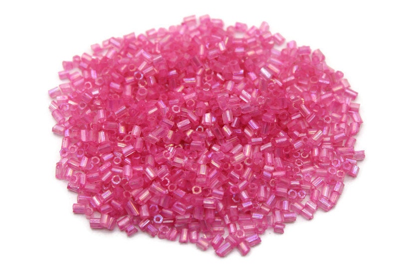 11/0 2 Cut Seed Beads, Deep Pink Rainbow, 20/50/100 Grams Packs, Embroidery making, Economical Jewelry Making, Indian Hex Cut, Hexagon Beads, 43M/10.