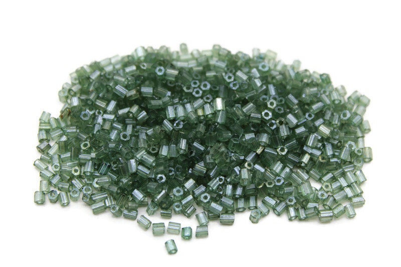 11/0 2 Cut Seed Beads, Dark Serpent Green, 20/50/100 Grams Packs, Embroidery making, Economical Jewelry Making, Indian Hex Cut, Hexagon Beads, 107D/25.