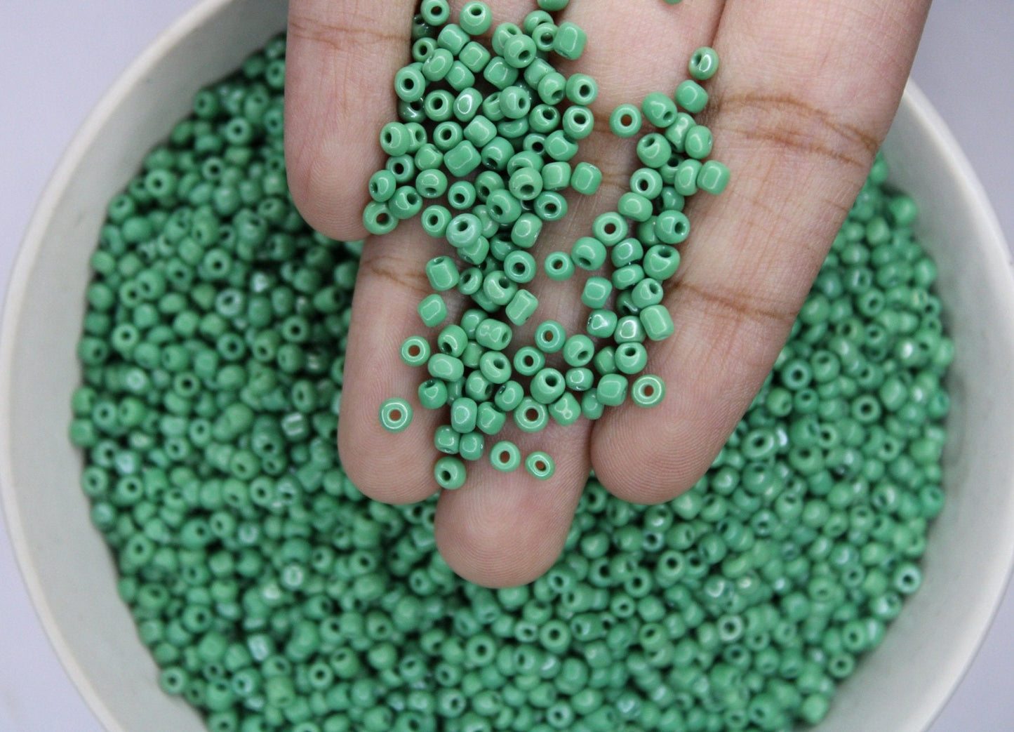 8/0 Seed Beads, Emerald Green Opaque, 20/50/100 Grams Packs, Embroidery making, Economical Jewelry Making, Indian Seed Beads, Craft Supply, 7008.