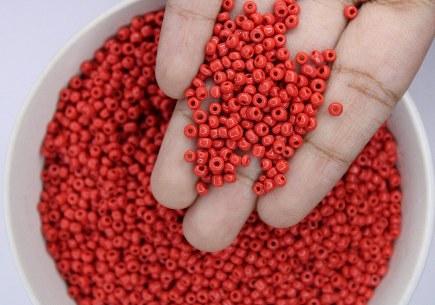 8/0 Seed Beads, Coral Red Opaque, 20/50/100 Grams Packs, Embroidery making, Economical Jewelry Making, Indian Seed Beads, Craft Supply, 7009.