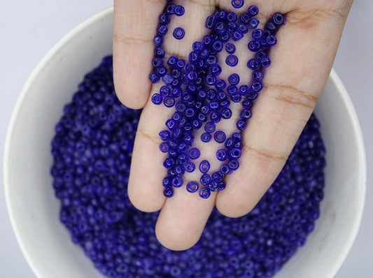 8/0 Seed Beads, Tr. Navy Blue, 20/50/100 Grams Packs, Embroidery making, Economical Jewelry Making, Indian Seed Beads, Craft Supply, 7016.