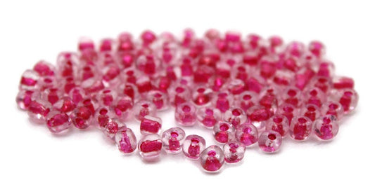 6/0 Seed Beads, Fuchsia Pink Color-Lined, 20/50/100 Grams Packs, Embroidery Beads, Jewelry Beads, Craft Supply, Rondelle Beads, Indian Beads, 203/2.