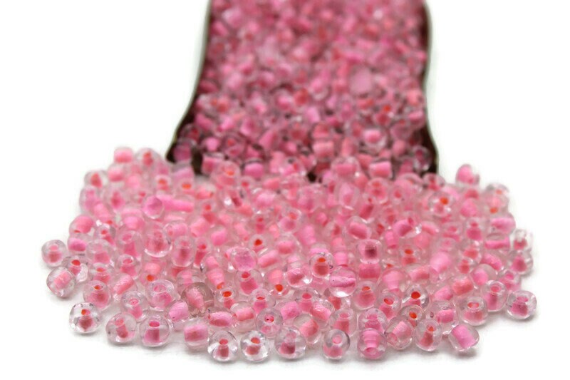 6/0 Seed Beads, Baby Pink Color-Lined, 20/50/100 Grams Packs, Embroidery Beads, Jewelry Beads, Craft Supply, Rondelle Beads, Indian Beads, 210/5.