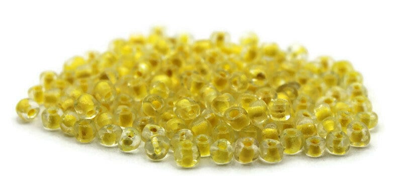 6/0 Seed Beads, Yellow Color-Lined, 20/50/100 Grams Packs, Embroidery Beads, Jewelry Beads, Craft Supply, Rondelle Beads, Indian Seed Beads, 131D/9.