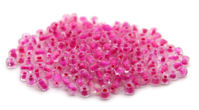 6/0 Seed Beads, Neon Pink Color-Lined, 20/50/100 Grams Packs, Embroidery Beads, Jewelry Beads, Craft Supply, Rondelle Beads, Indian Beads, 132/11.