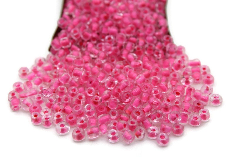 6/0 Seed Beads, Deep Pink Color-Lined, 20/50/100 Grams Packs, Embroidery Beads, Jewelry Beads, Craft Supply, Rondelle Beads, Indian Seed Beads, 138/16.