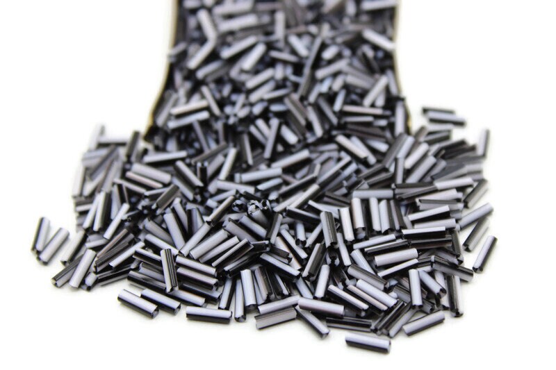 Czech Striped Bugle Beads, Black-White, Size 4, 20/50/100 Grams Pack, Vintage Czech Beads, Embroidery Beads, Jewelry Beads, Craft Supply, 03590/3