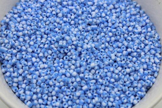 8/0 Sky Blue-White Striped Seed Beads, 20/50/100 Grams Packs, Embroidery Beads, Jewelry Beads, Craft Supply, Rondelle Beads, Indian Seed Beads, 431/5.