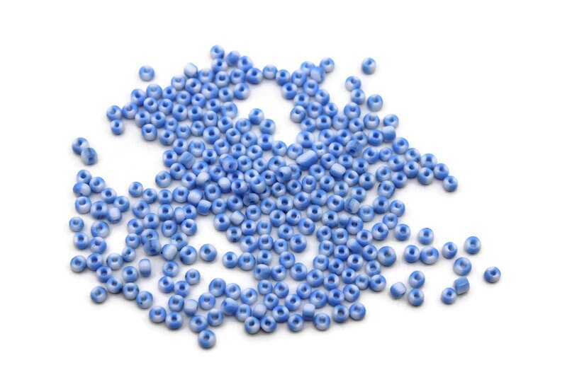 8/0 Sky Blue-White Striped Seed Beads, 20/50/100 Grams Packs, Embroidery Beads, Jewelry Beads, Craft Supply, Rondelle Beads, Indian Seed Beads, 431/5.