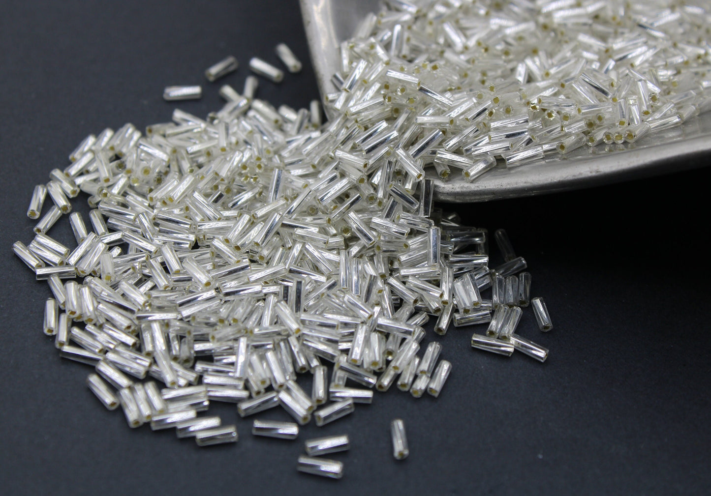 Czech Twisted Bugle Beads, White Silver-Lined, Size 4, 20/50/100 Grams Pack, Vintage Czech Beads, Embroidery Beads, Jewelry Beads, Craft Supply, M21T/1